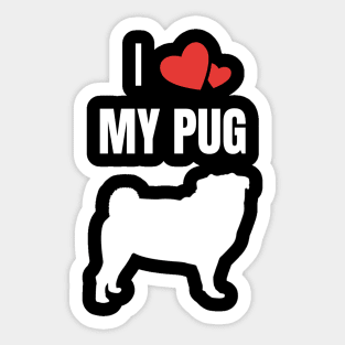 I Love My Pug Pugs Dog Sticker